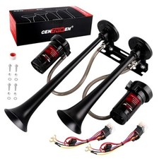 Dual Trumpet Metal Air Horn for truck Kit with 2 air Compressors - 2 speakers 