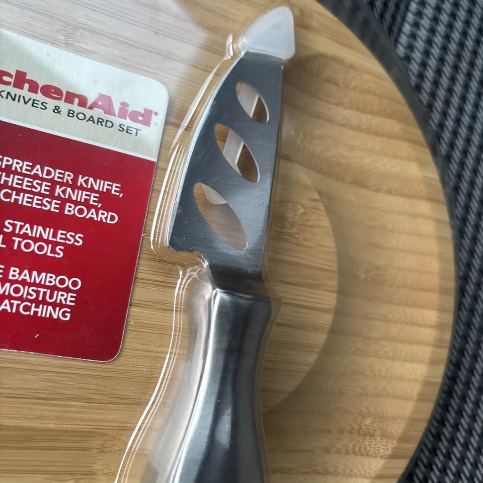 KitchenAid сыр доска и ножи комплект из нержавеющей стали и бамбука новый запечатанный - Изображение 4 из 4