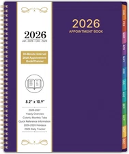 2026 Appointment Book Planner Daily Hourly 8.2x11 Monthly Tabs 30-Min Interval