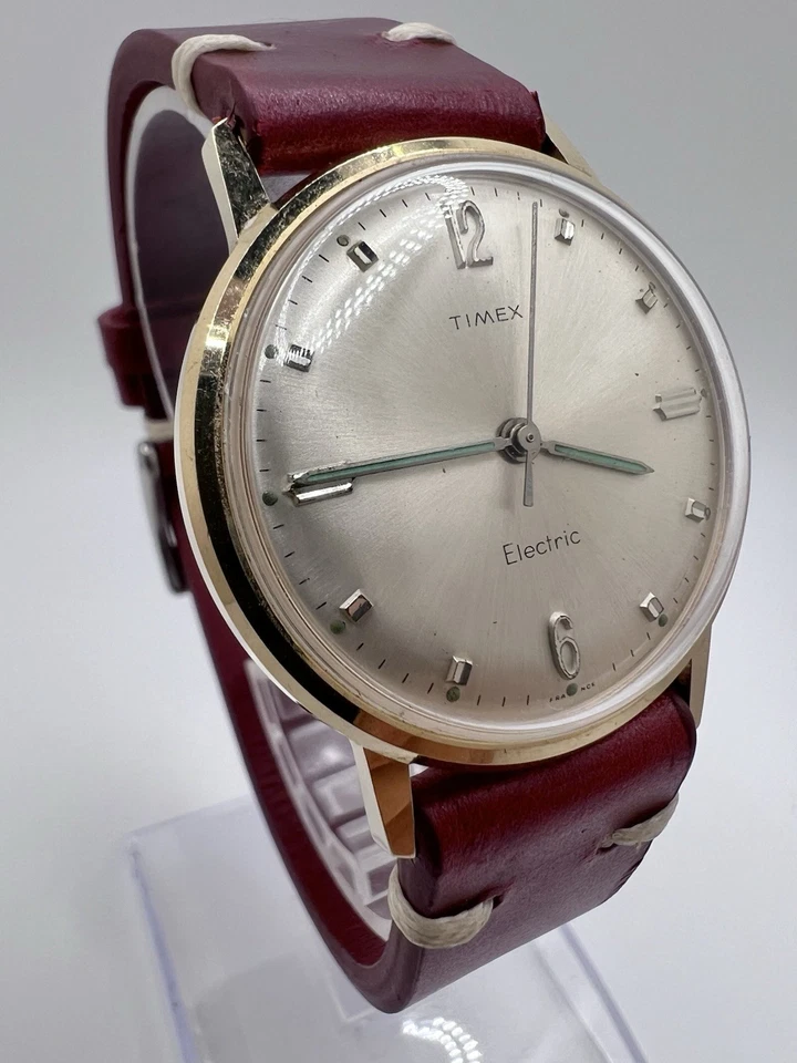 Vintage Anos 70 Timex França Elétrico Raro Coroa Traseira Elegante Relógio Extravagante - Imagem 2 de 4