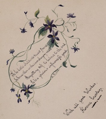 Dated 1897 Floral Watercolor Friendship Verse Album Art Manuscript Page