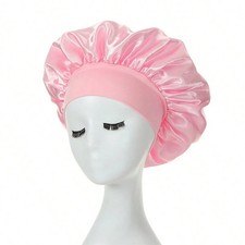 1pc Silky Satin Bonnet For Curly Hair - Wide Band Night Sleep Cap For Girls And