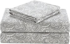 King Size 4 Piece Paisley Multi 100 Cotton Sheets Breathable Soft Bed Sheets