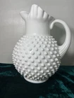 Vintage Fenton Milk Glass Pitcher Hobnail Ball With Ice Lip And Applied Handle