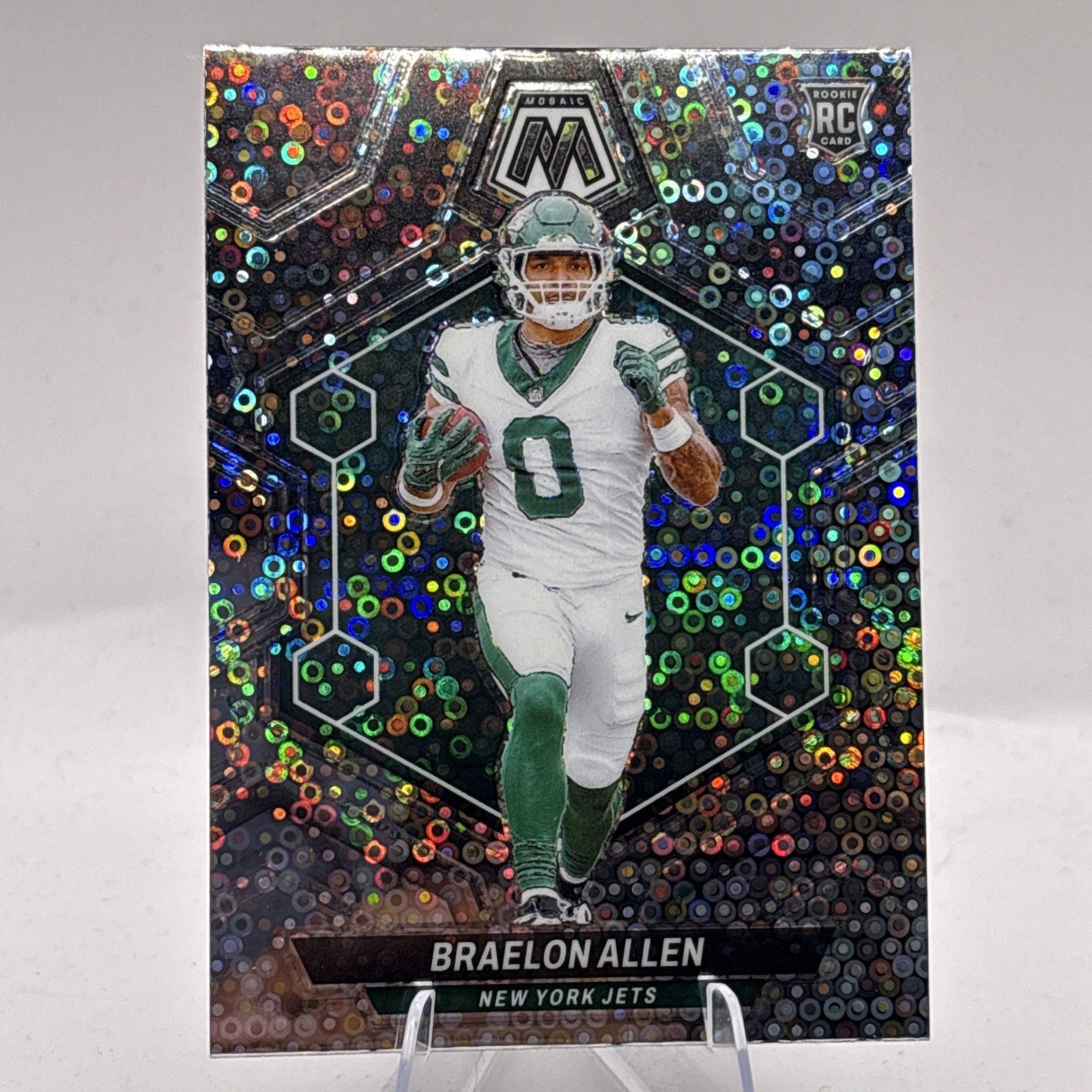 2024 Panini Mosaic Braelon Allen RC No Huddle Silver Disco Prizm #389 Jets