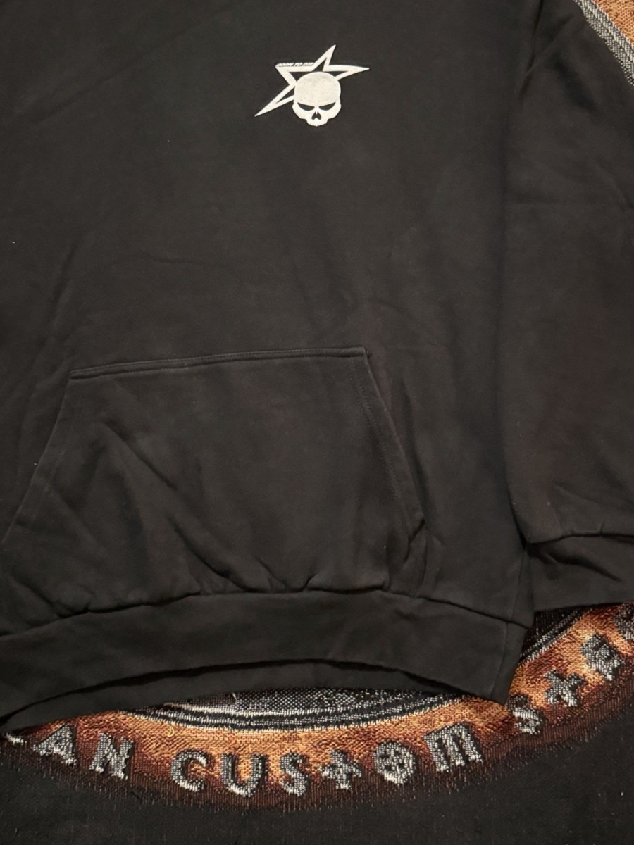 Crazy Y2K Born To Die Skull & Star heavyweight pullover black hoodie View 5