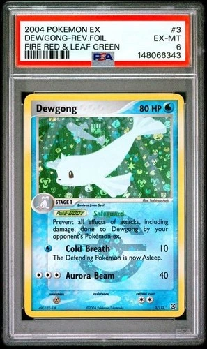 PSA 6 EX-MT 2004 POKEMON EX FIRE RED & LEAF GREEN #3 DEWGONG-REVERSE FOIL