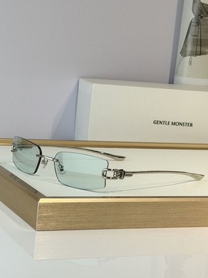 Gentle Monster Sunglasses Rimless Rectangle Blue Tint Silver Frame Unisex 2026