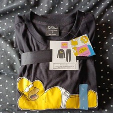 The Simpsons Homer Pyjamas Velour Cosy Pjs Black Large
