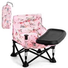 Booster Seat for Kitchen Chair with Removable Tray, Portable Foldable Baby Ch...
