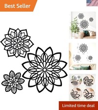 Unique Black Metal Flower Wall Art - 3-Piece Set for Living Room Bathroom