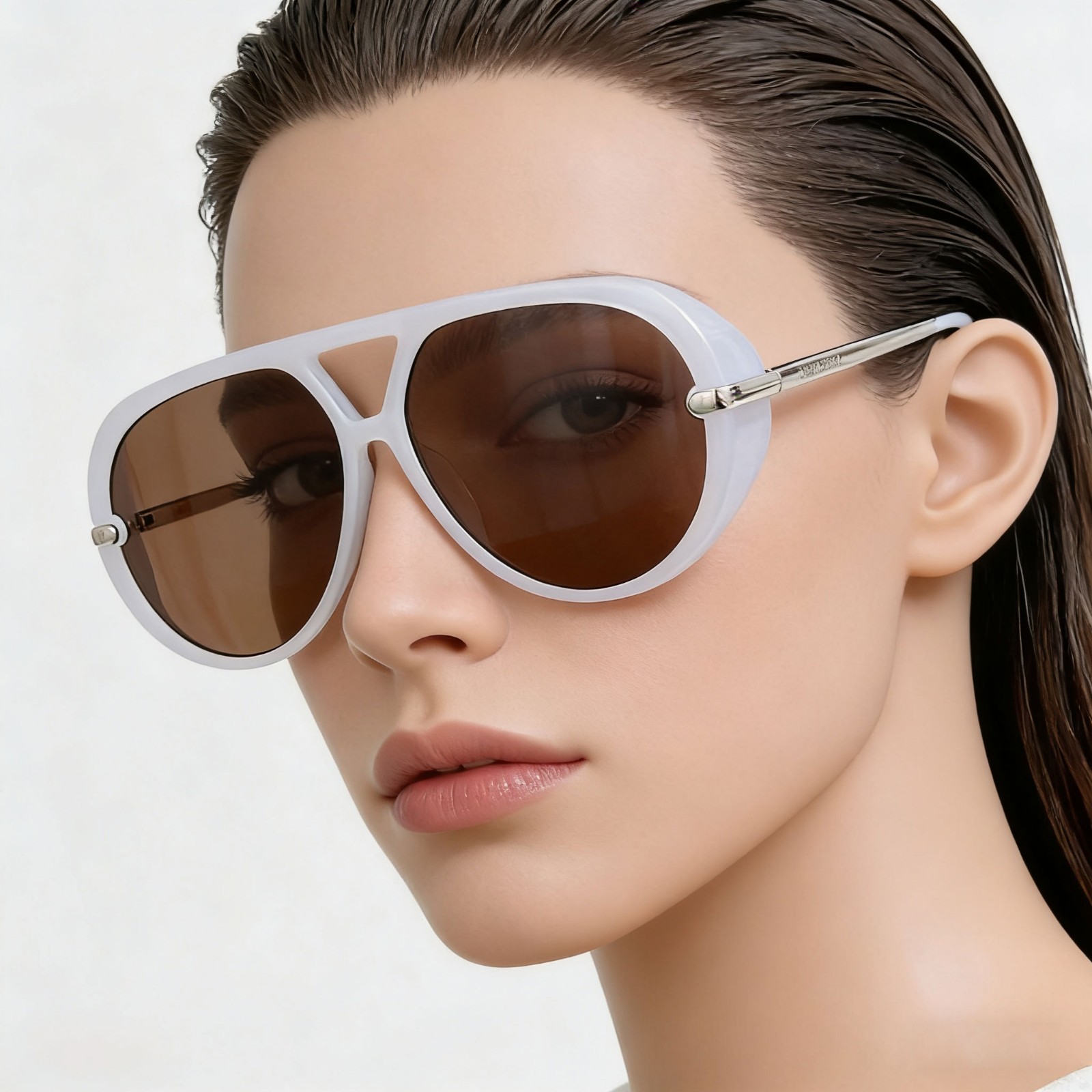 Bottega Veneta BV1273 Women's Sunglasses Oversized White Frame Brown Lens 63mm
