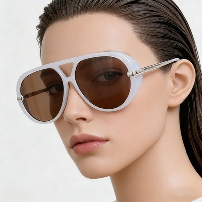 Bottega Veneta BV1273 Women's Sunglasses Oversized White Frame Brown Lens 63mm