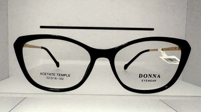 DONNA Women's Eyeglasses Frame Black/Gold DN3054 52-16-142 Optical Eyewear