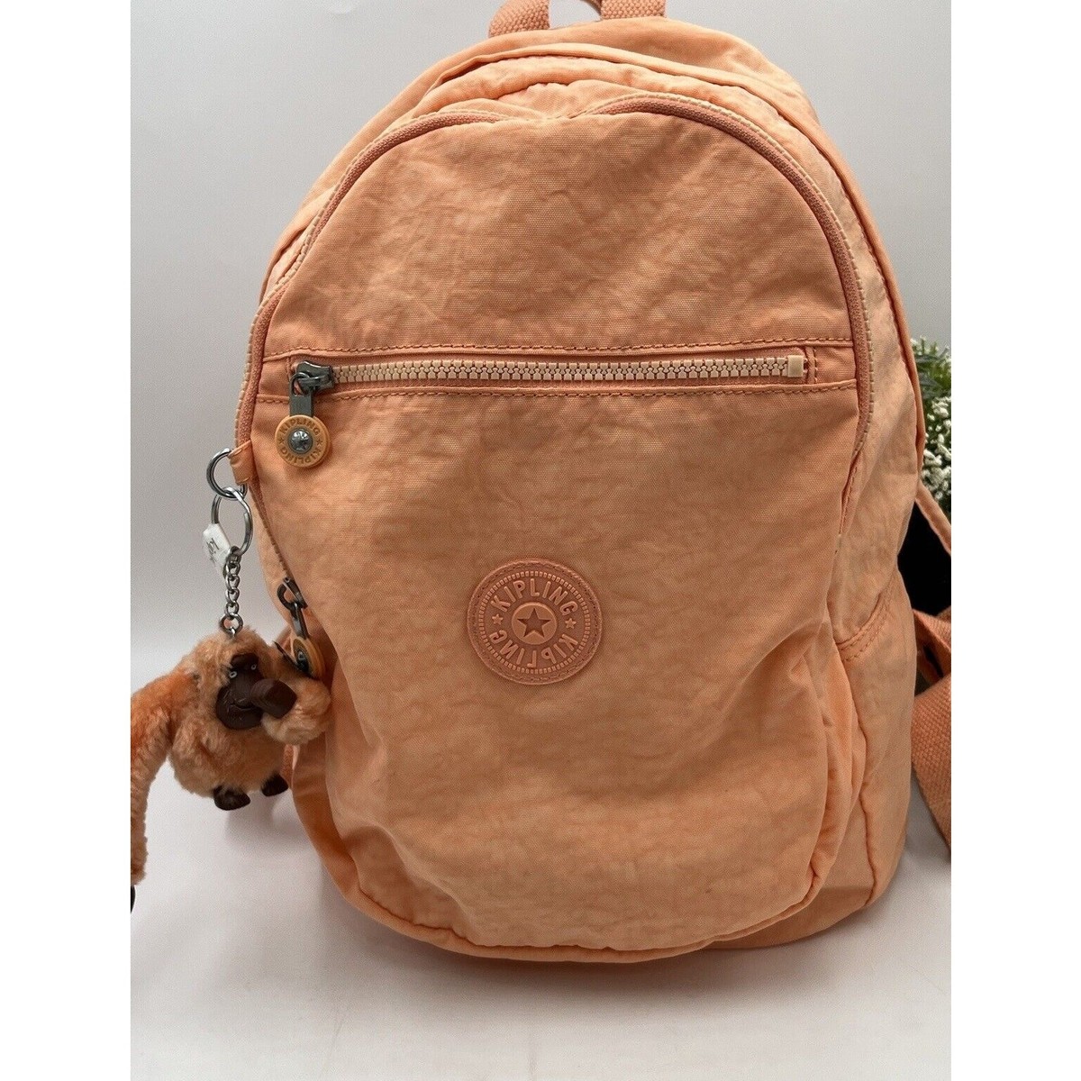 Kipling Challenger II Peach Coral Nylon Backpack Lightweight Travel School Kipling Nylon Seoul Challenger Peachy Coral BP4227 Monkey  main image 2