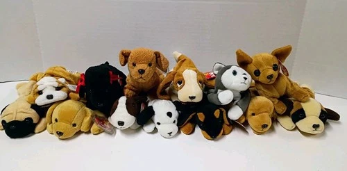 Lot Of 13 TY Beanie Babies Dogs  All Tags Intact No Duplicates 1996-1998 Vintage