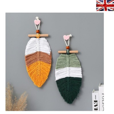 Eleganter Makramee-Wandbehang in Blattform - 26 x 13 cm Kunst für Zuhause & Büro