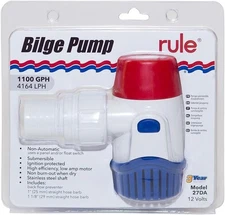 Rule 27DA Bilge Pump, Non-Automatic,  1100 GPH, 12V