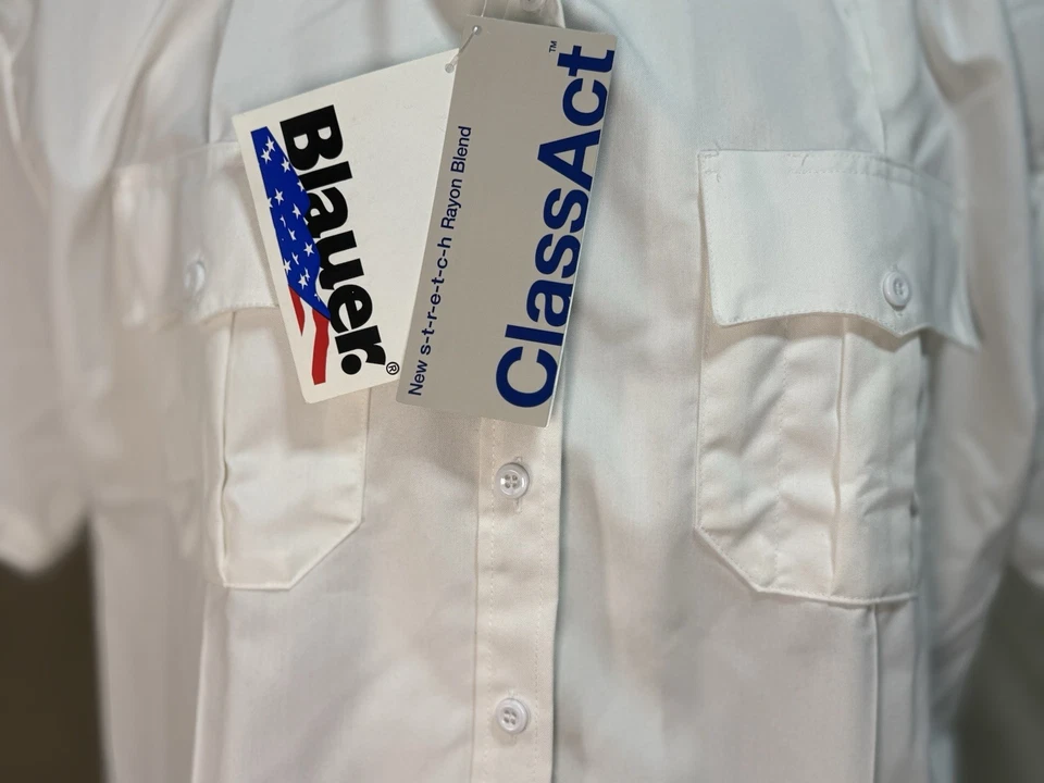 Camisa Azul Para Hombre XL Blanca Azul Marino Uniforme Táctico Policía Abotonada EMT 46/48 Foto 4 de 4