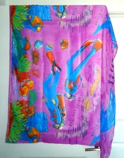 Rima Beachwear Sarong Wrap Scarf Cover Up Scuba Dive 68”x41” Caribbean Dolphin