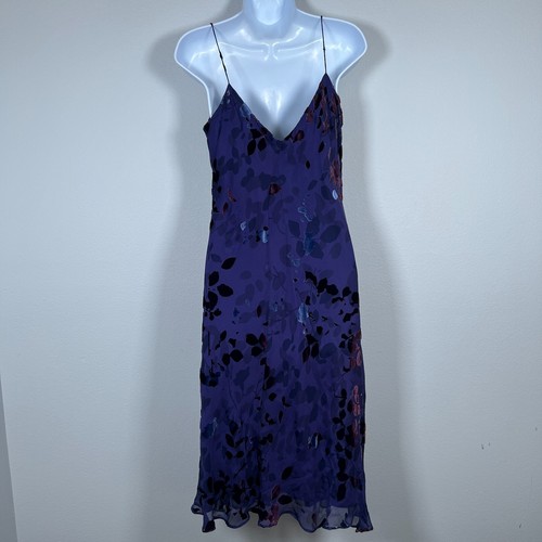 Vintage Jones New York Womens Y2K Silk Dress Size 8 Burnout Fairy Asymmetric - Picture 2 of 12