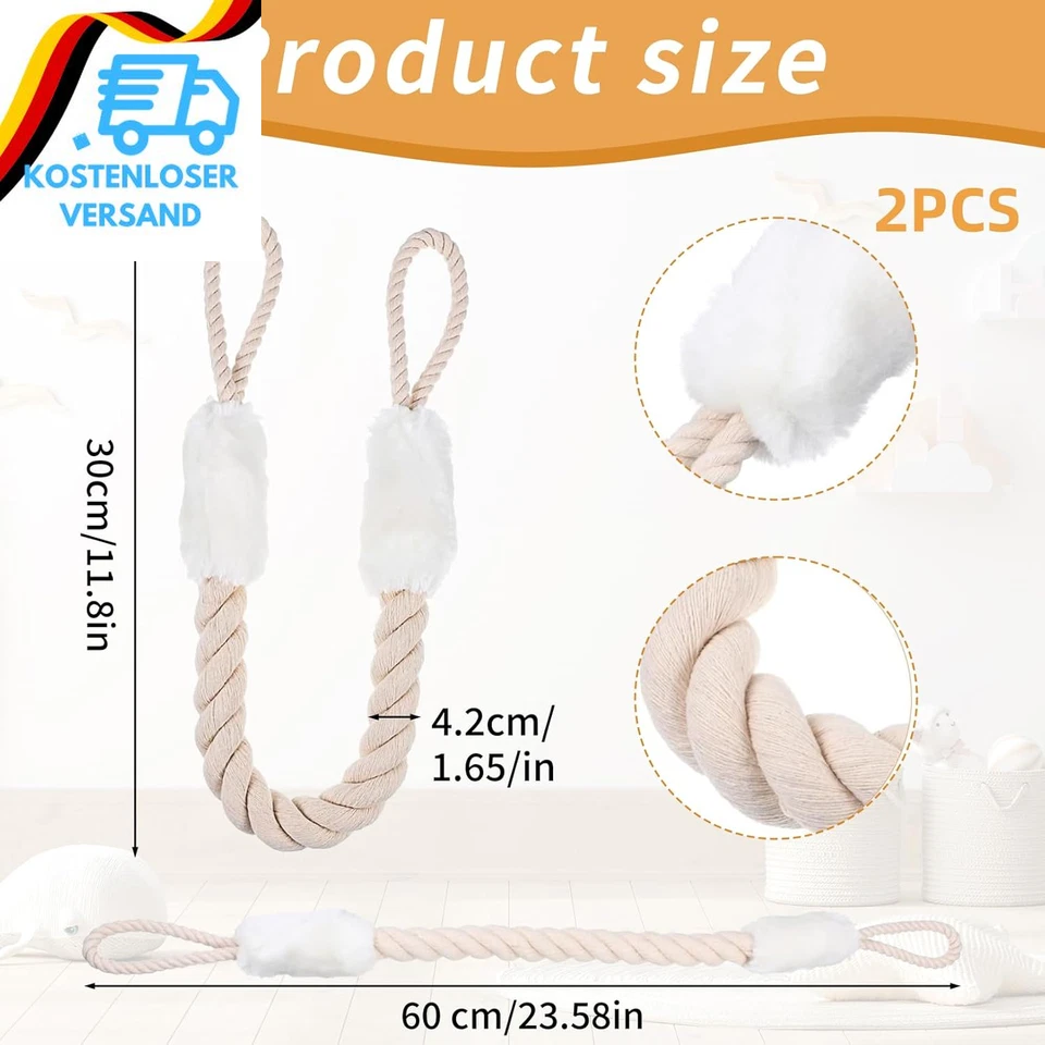 2 Stück Baumwolle Türkordel Klemmschutz Für Türen,Türklinken Schutz,Tür Stopper  - Bild 2 von 4