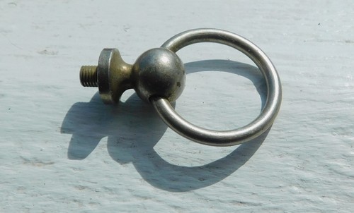 1 1/4” Antique Hardware Art Deco Drop Ring Drawer Pull Nickel Plated Brass - Picture 2 of 3