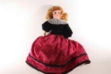 Large Antique Bisque Head Leather Cloth Body Doll Dress