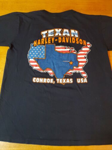 Camiseta para mujer Conroe Texas Harley Davidson talla XL negra cuello en V patrón collar - Imagen 4 de 9
