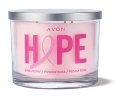 Avon Pink Peony "Hope" Breast Cancer Awareness  3 Wick Candle (New In Box)