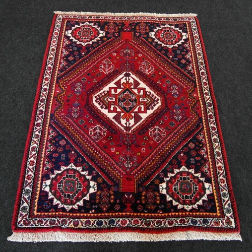 Tappeto orientale Gashgai 152 x 112 cm rosso tappeto persiano annodato a mano carpet rug - Foto 1 di 11