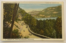 Vintage White Border Postcard, Storm King Highway along Hudson River, NY