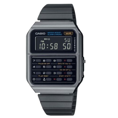 Reloj para hombre Casio vintage calculadora digital acero inoxidable cuarzo CA-500WEGG-1B - Imagen 1 de 2