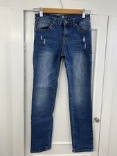 7 For All Mankind Girl's Jeans Size 10 Distressed Blue Slimmy Straight Leg