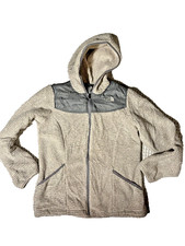 The North Face  Oso Hoodie Jacket GirlsXL 16/18 Fleece Beige Gray Stripe