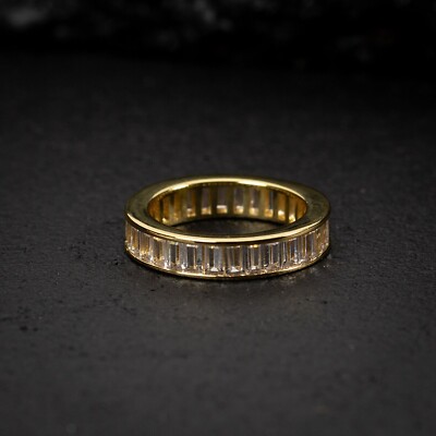 2.50 Ct Baguette Cut Simulated Diamond Eternity Band Ring 14k Yellow ...