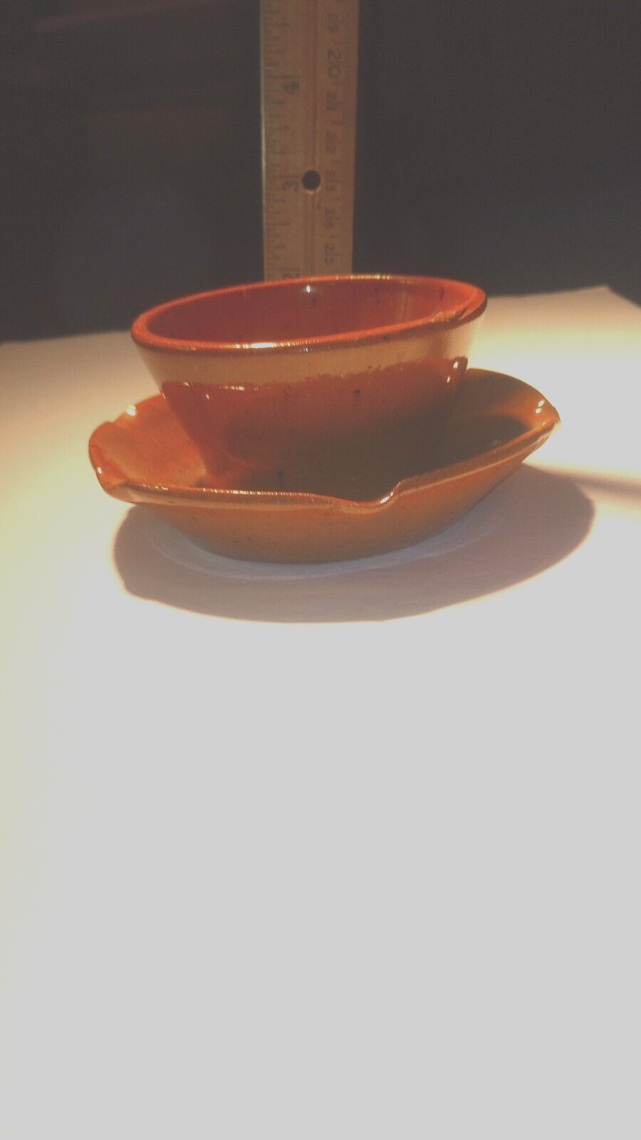 Jugtown Ware Pottery 1993 Orange Speckled Vase/Flowerpot/ Bowl/Cup - Pinched Rim