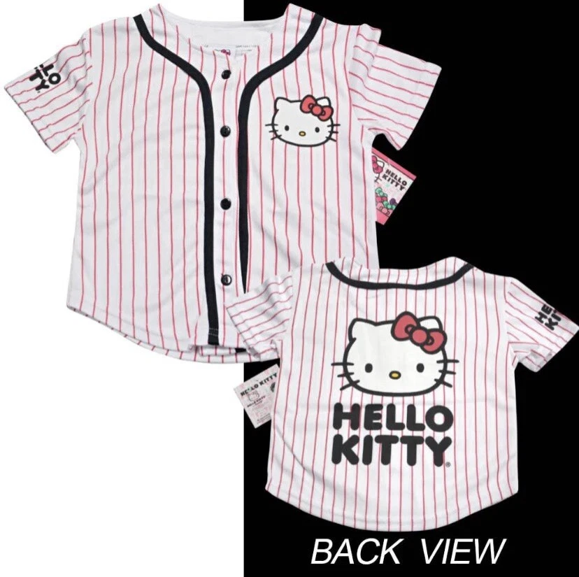 Sanrio Hello Kitty Logo PinStripe Baseball Girl Jersey