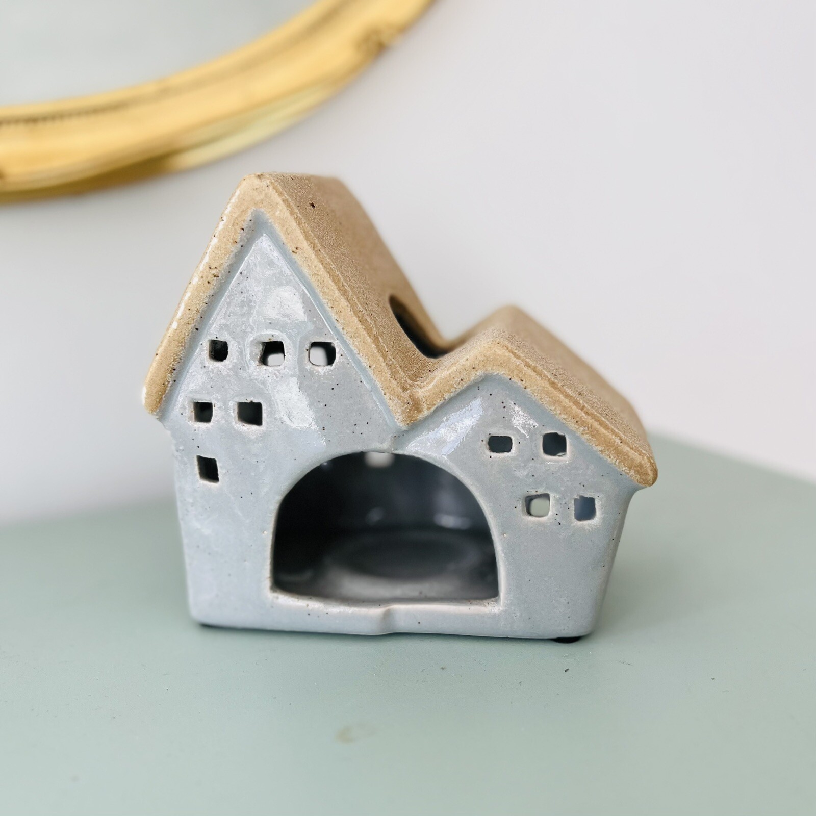 Grey Ceramic House Tea Light Holder Pottery Ornament Home Decor Gift eBay