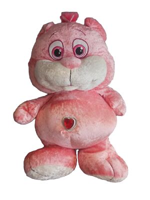 VTG Nanco Pink Gem Bear Embroidered Eyes Heart Bling Plush Stuffed Animal 12''