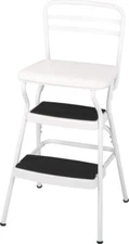 Cosco Stylaire Retro Counter Height Chair/Step Stool with Lift-up Seat,11130WHTE
