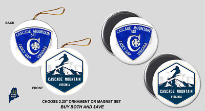 CASCADE MOUNTAIN SKI AREA Ornament / Magnets - Vintage Defunct Virginia Lost