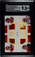 2020 National Treasures Nfl Gear Quad Patch Mahomes Kelce Hill Helaire/10 SGC9.5