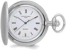 Charles Hubert Satin Chrome-finish Off White Dial Pocket Watch