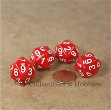 NEW Set of 4 Red D10 Twenty Sided 0 to 9 Twice Game Dice D&D RPG 20mm D10s