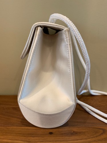 VTG Stewart Weitzman White Satin Purse Embroidery Lace Faux Pearl Wedding Spain - Picture 3 of 12