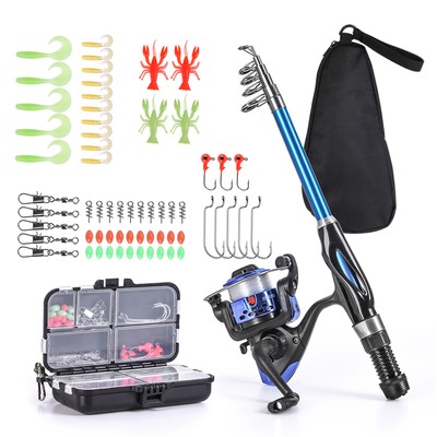 Blusea Fishing Rod Reel Combo Full Kit 1. Telescopic Fishing Rod  I4W6