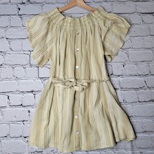 Faithfull The Brand 100% Cotton Sunshine Yellow White Stripe Off Shoulder Size 2