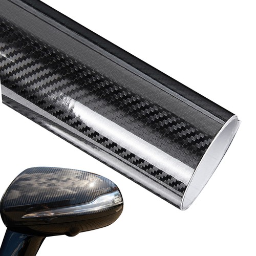 7D Premium Super Gloss Black Carbon Fiber Vinyl Wrap Bubble Free Air Release - Picture 2 of 17