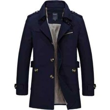Elegante Trench Uomo Impermeabile Con Cintura Doppiopetto Blu Cintura 1041